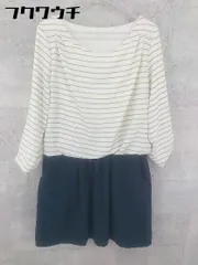 ◇ ViS ビス レイヤード調 長袖 ミニ ワンピース サイズL アイボリー ネイビー レディース 【中古】 【1002802069116】