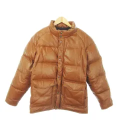 ウィンドアーマー WIND ARMOR NICHIWA ラムレザー ダウン ジャケット スタンドカラー ジップアップ L 茶 ブラウン /MN3 ■GY44