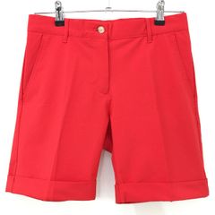【美品】ジェイリンドバーグ ハーフパンツ レッド シンプル レディース 27 ゴルフウェア J．LINDEBERG