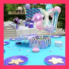 【スタッフおすすめ！】Ryohan 誕生日 数字バルーン 飾り付け人魚マーメイド シェル風船組み合わせ パーティー 装飾32インチ バルーン0-9 記念日 デコレーション 子供用(0)