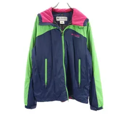 コロンビア アウトドア 中綿ジャケット XL ネイビー×グリーン Columbia フード メンズ 古着 【231028】