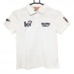 【美品】ビームスゴルフ 半袖ポロシャツ 白×ネイビー 刺しゅう レディース M ゴルフウェア BEAMS GOLF
