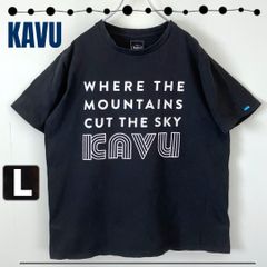 KAVU カブー★80s風ストライプフォントロゴ/フロッキープリントTシャツ★度詰天竺★メンズL  #2505M023