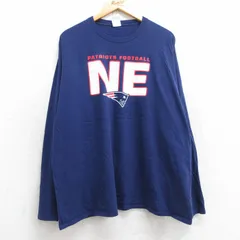 XL/古着 長袖 Tシャツ メンズ NFL ニューイングランドペイトリオッツ 大きいサイズ コットン クルーネック 紺 ネイビー アメフト スーパー
