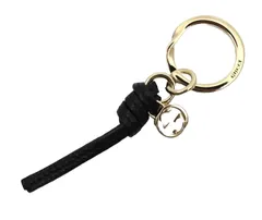 グッチ キーリング キーホルダー インターロッキング ゴールド金具  チャーム GGモチーフ レザー ブラック 黒 ロゴ