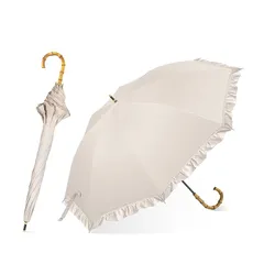 MasterUmbrella 日傘 uvカット 100 遮光 長傘 完全遮光 日傘兼用雨傘 レディース 5級撥水 軽量 フリル 晴雨兼用 遮熱 かわいい 丈夫 母の日 プレゼント ラタン 持ち手 親骨50cm 0