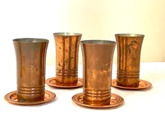 アンティーク 銅製 タンブラー・ミニプレート セットまとめて10点  copper  コップ カップ  小皿