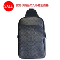 訳あり商品 新品未使用 コーチ バッグ メンズ COACH ショルダーバッグ シグネチャー イーサン パック スリングパック CV918 QBMI5 チャコール×ブラック