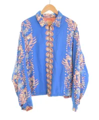 ハリウッドランチマーケット HOLLYWOOD RANCH MARKET HR MARLET LA MUCHACHA 花柄 ジップ アップ アロハ ジャケット リバーシブル  2 ジャケット ブルー 103MT-2171
