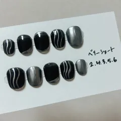 【オーダー】ネイルチップ　モノクロネイル　メタリックネイル　ミラーネイル　メンズネイル