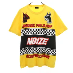 ディーゼル チェッカーフラッグ 半袖 Tシャツ L イエロー DIESEL メンズ