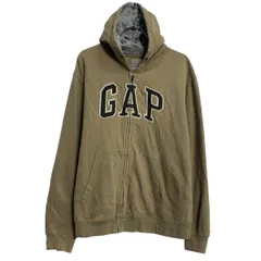 GAP ロゴスウェット パーカー M ベージュ ギャップ ジップアップ フェルト 刺繍 古着卸 アメリカ仕入 a612-6274