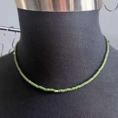 ビーズネックレス マットグリーン ４５ｃｍ 緑 マットカラー 艶消し