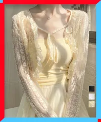 新品 レディース レースボレロカーディガン シアートップス 透かし編み シアーカーディガン 白 クロップドトップス 【送料無料】