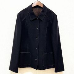 高級✨レリアン イタリー製生地 麻混 ノーカラージャケット ダブル 