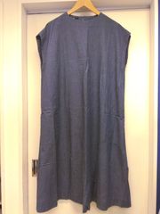 5216【美品】45R タッサーシルクノースリーブワンピース シルク