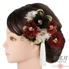 髪飾り 成人式 赤 ゴールド 振袖 袴 花 黒 白 組紐 房 玉飾り 大きい 小さい 2点セット 着物 和装 かんざし コーム Uピン 大人 No.9-5593