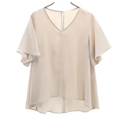 UNITED ARROWS GREEN LABEL RELAXING ユナイテッドアローズ グリーンレーベルリラクシング 半袖 Vネック ブラウス グレージュ プルオーバー レディース 古着