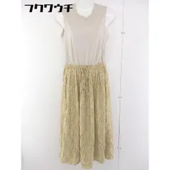 ◇ SENSE OF PLACE 切替 柄 ウエストゴム ノースリーブ ロング ワンピース ベージュ マルチ レディース  【中古】 【1109210003982】