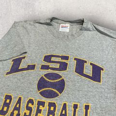 US古着 Hanes ヘインズ LSU Baseball ベースボール 野球 Tシャツ M グレー