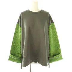 ランバンオンブルー LANVIN en Bleu カットソー 長袖 切替 38 グレー 緑 /HK ■GY19