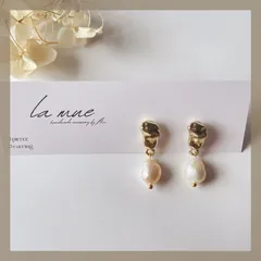 シンプル上品♡【スチールポスト】大粒 天然 淡水 パール 一粒 メタル 上品 ピアス ブライダル ハンドメイドピアス ウェディング アレルギー対応