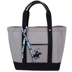 ☆ GR/BK/BK ☆ BEVERLY HILLS POLO CLUB キャンバストートバッグL BH1008N ビバリーヒルズポロクラブ トートバッグ 大きめ キャンバス ブランド BEVERLY HILLS POLO CLUB ファスナー付き