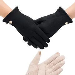 plumtree 手袋 レディース スマホ操作対応 カシミヤ 防寒 グローブ 人気( ブラック,  Free Size)