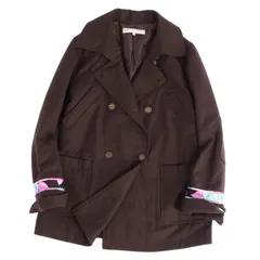 美品 レオナール LEONARD SPORT コート ダブルブレスト ウール カシミヤ 花柄 アウター レディース 40(M相当) ブラウンのサムネイル