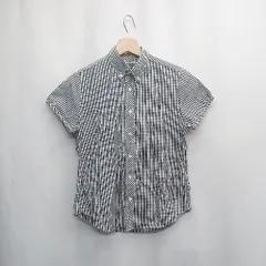 ◇ ◎ ⊂ Φ GYMPHLEX ジムフレックス ギンガムチェック柄 半袖 シャツ サイズ14 ブラック系 レディース E  【1503060015926】