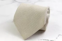 レミュー ブランド ネクタイ ストライプ柄 シルク コットン 日本製 メンズ オフホワイト LES MUES  【中古】