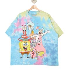 海外古着 スポンジボブ ビッグプリント Tシャツ カラフル タイダイ 
