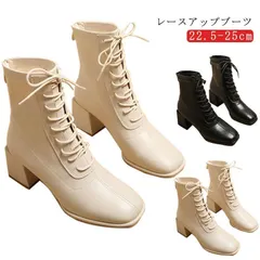ショートブーツ レディース 歩きやすい レースアップブーツ 編み上げブーツ バックジップ 袴ブーツ ミドルブーツ ラウンドトゥ レースアップ ミドルヒール 黒 ブラック 履きやすい 防寒 WVT2302