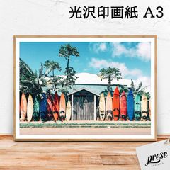 【A3光沢印画紙】ハワイ マウイのサーフボードハウス サーフィン ポスター