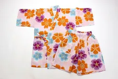 女物甚平 甚平 レディース 4lサイズ 大きいサイズ 女甚平 婦人 おしゃれ 夏 お祭り 花火 花柄 浴衣生地使用 メール便不可 上着 パンツ セパレート 帯不要 簡単着装 着付け要らず 二部式