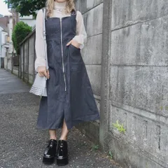 Front Zip Black Denim Cami-Onepiece