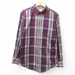 M/古着 アロー 長袖 シャツ メンズ 90s ボタンダウン 紺他 ネイビー チェック 25jun25 中古 トップス