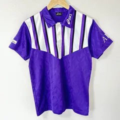 日本製◎(^w^)b asics アシックス 半袖ポロシャツ ロゴ刺繍 ポリエステル100% 卓球 ユニフォーム ウェア ゲームシャツ スポーツ トレーニング トップス パープル 紫 メンズ サイズM