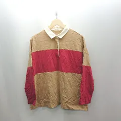 ◇ ⊂ AMERICAN HOLIC アメリカン ホリック ボーダー 長袖 ポロシャツ サイズF キャメル レッド メンズ E  【1502060007894】
