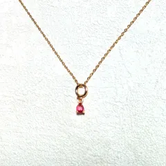 7月　ルビー　誕生石　ネックレス　ステンレス　金　ゴールド　推しカラー　華奢　品
