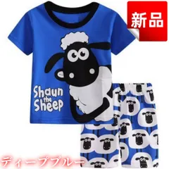✨新品✨ ショーン・ザ・シープ 子供パジャマ 半袖上下セット ブルー 肌触り良い 可愛い キャラクター 夏用 男の子 女の子 部屋着 寝間着 キッズルームウェア 100cm 110cm 120cm 130cm 綿 通気性抜群 キャラクターグッズ プレゼント