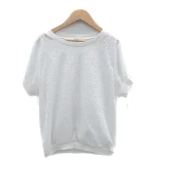 ナチュラルビューティーベーシック NATURAL BEAUTY BASIC ブラウス カットソー ラウンドネック 半袖 総レース M オフホワイト /HO29
