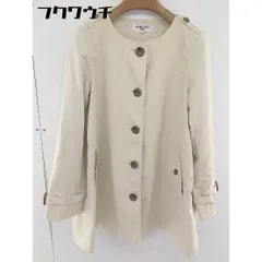 ■ NATURAL BEAUTY BASIC ノーカラー ジャケット コート サイズM ベージュ レディース  【中古】 【1107150006889】