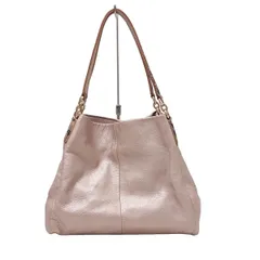 COACH(コーチ) ショルダーバッグ メタリック エキゾチック トリム レザー フィービー ショルダーバッグ F55516 ベージュ×黒 レザー