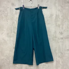 index インデックス　サイドベルト付きワンタックワイドパンツ　レディース　青緑色　Mサイズ