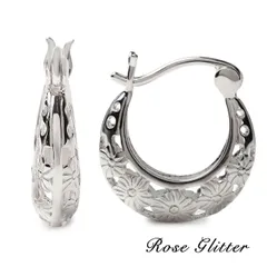 ピアス ハワイアンジュエリー レディース プルメリア 透かし フープピアス 両耳 女性 シルバー925 かわいい おしゃれ