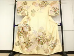 平和屋着物●訪問着　駒刺繍　松川菱花文　金彩　正絹　逸品　AAAQ0664np