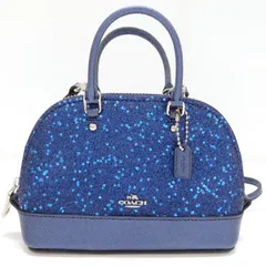 COACH マイクロミニ シエラ F22891 2WAY ミニバッグ 青ラメ ブルー 美品 コーチ ◆送料込◆質屋-6366