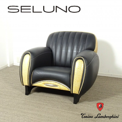 ◾︎SELUNO◾︎ 【展示美品】 Formitalia フォルミタリア  × Tonino Lamborghini トニーノ ランボルギーニ  1人掛けソファ / 黒本革・オーストリッチ 80万 v443