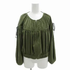 ジルスチュアート JILL STUART ラーヴルノーカラーブルゾン ジャケット ジップアップ ベロア調 リボン 長袖 M 緑 グリーン 092-7250004 /FT 0930 ■MGのサムネイル